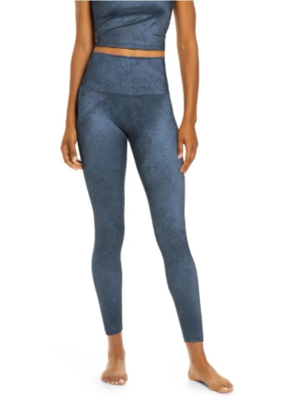 NWT Beyond Yoga Large Lux High Waisted Midi Legging Speckle Blue NWT